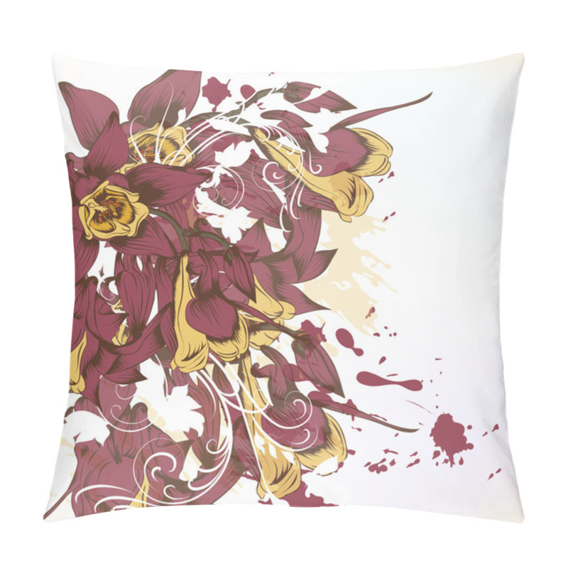 Personality  Beautiful Grunge Flower Background With Space For Text Pillow Covers