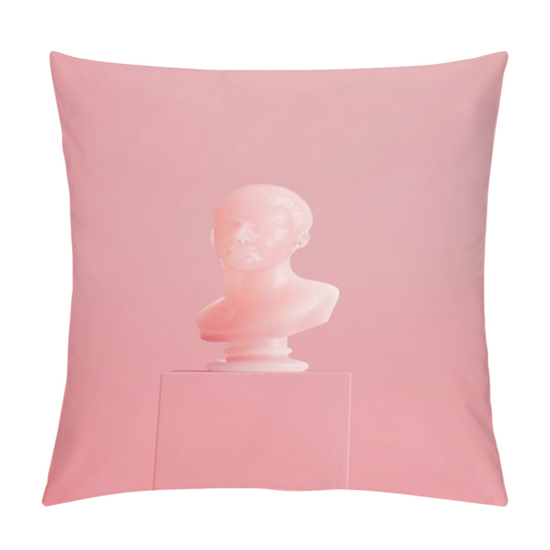 Personality  Stylized White Bust On A Pink Background, Evoking Elegance And Modernity. Pillow Covers