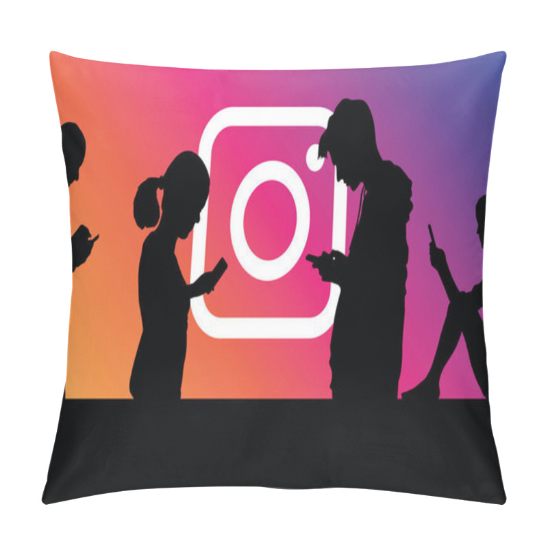 Personality  Young People Silhouette Using Social Media Pillow Covers