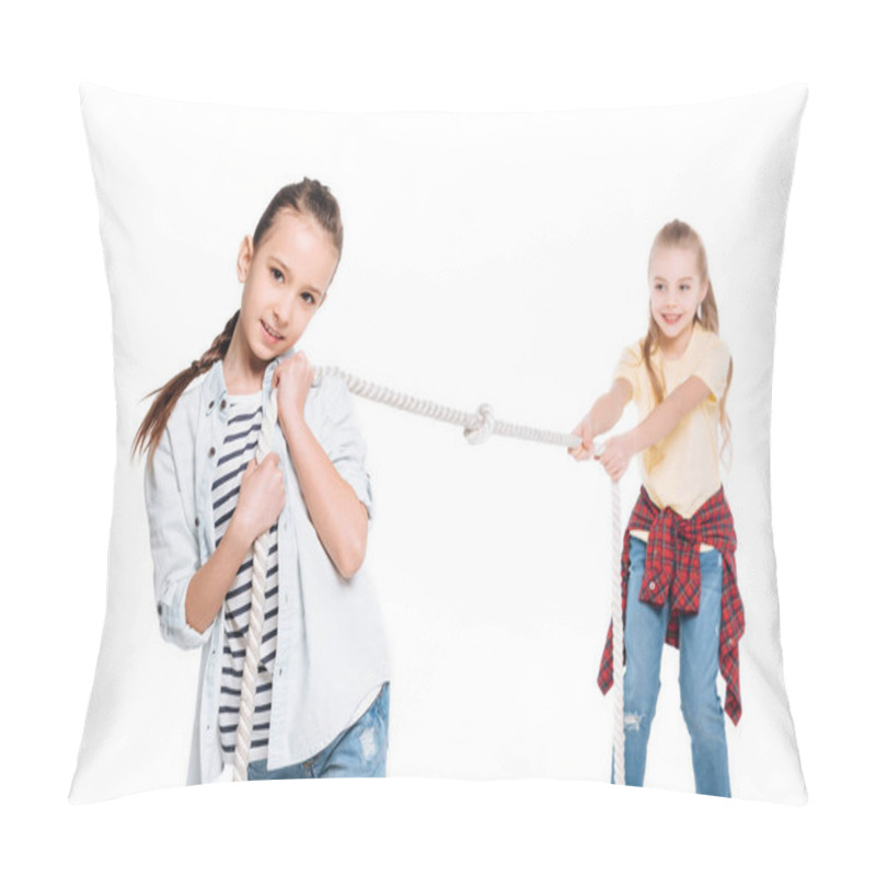 Personality  Girls Play Tug Of War Pillow Covers