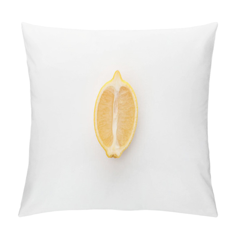 Personality  Top View Of Lemon Half On White Background Pillow Covers