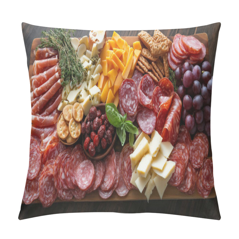 Personality  A Mouth-watering Charcuterie Board Filled With Meats, Cheeses, Fruits, And Nuts, Perfect For Sharing. Pillow Covers