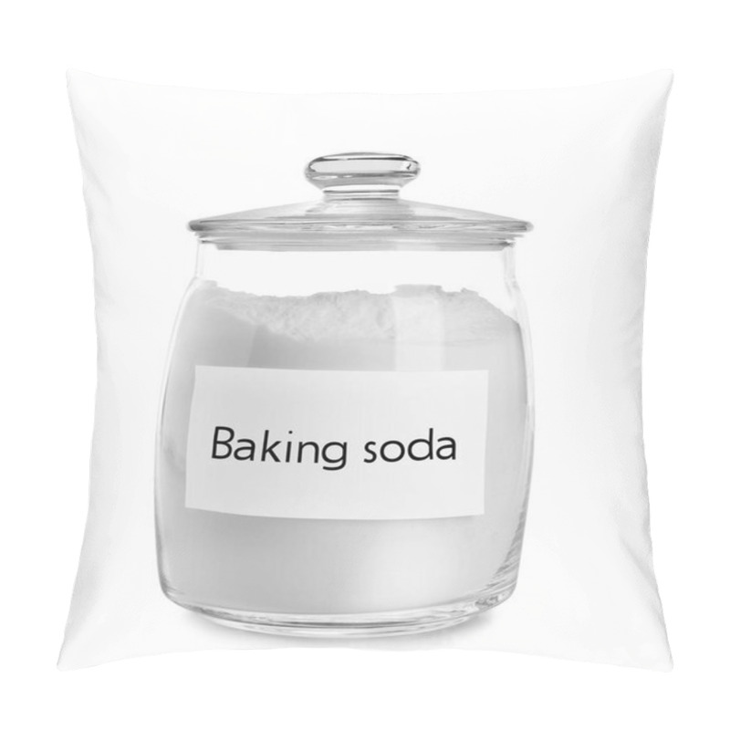 Personality  Jar With Baking Soda On White Background Pillow Covers