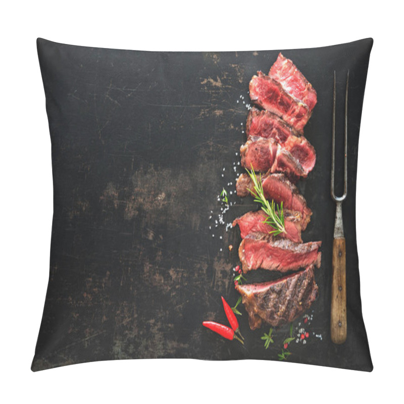 Personality  Sliced Medium Rare Grilled Beef Ribeye Steak Pillow Covers