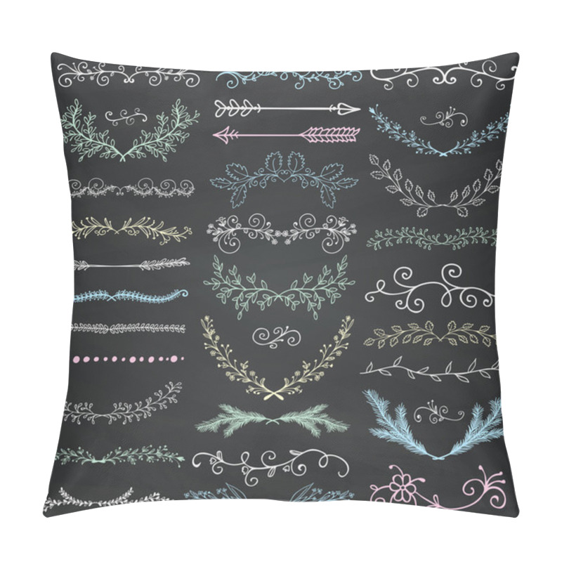 Personality  Vector Chalk Drawing Floral Dividers, Arrows, Swirls Pillow Covers