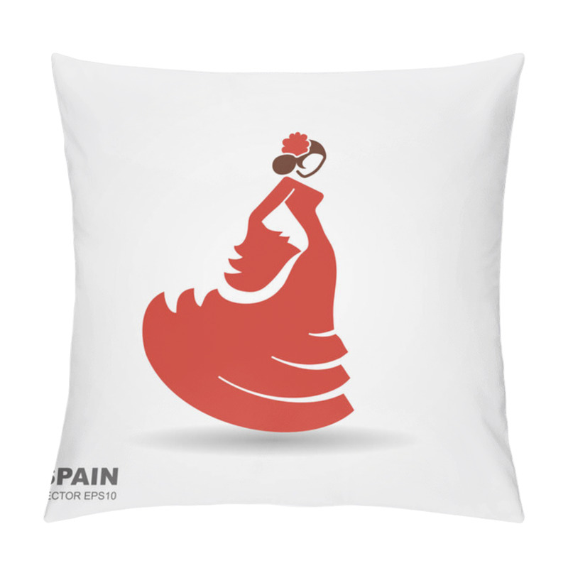 Personality  Spanish Flamenco Dancer. Flat Icon Vector Illustration Pillow Covers