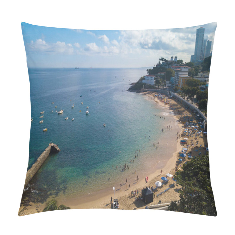 Personality  Drone Aerial View Of Porto Da Barra Beach In Savaldor Bahia Brazil Pillow Covers