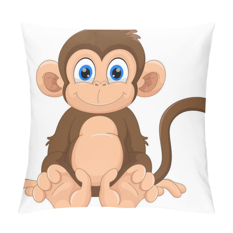 Personality  Cute Monkey Cartoon Isolated On White Background Pillow Covers