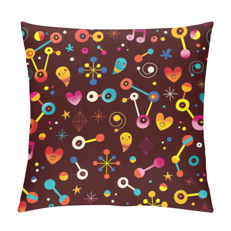 Personality  Cartoon Abstract Art Retro Seamless Pattern With Cute Characters Pillow Covers