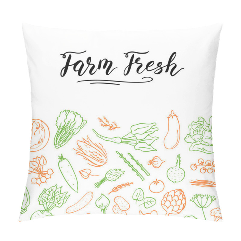 Personality  Vector Hand Drawn Doodle Vegetables Icons Background With Place For Text Illustration Pillow Covers