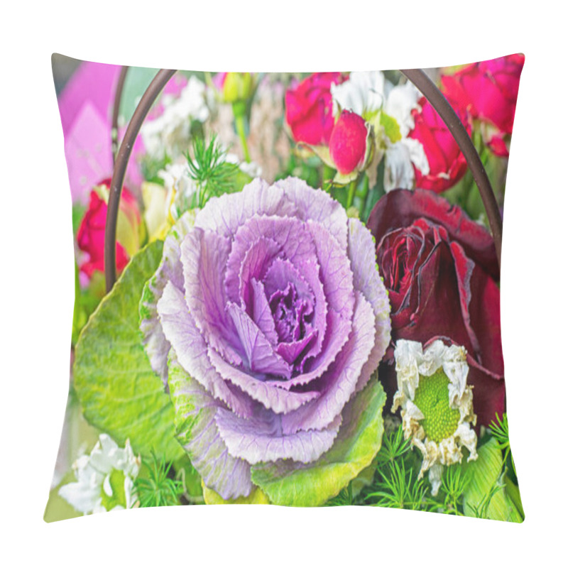 Personality  Lilac Beautiful Rose In A Basket. Wedding. Women's Day Pillow Covers