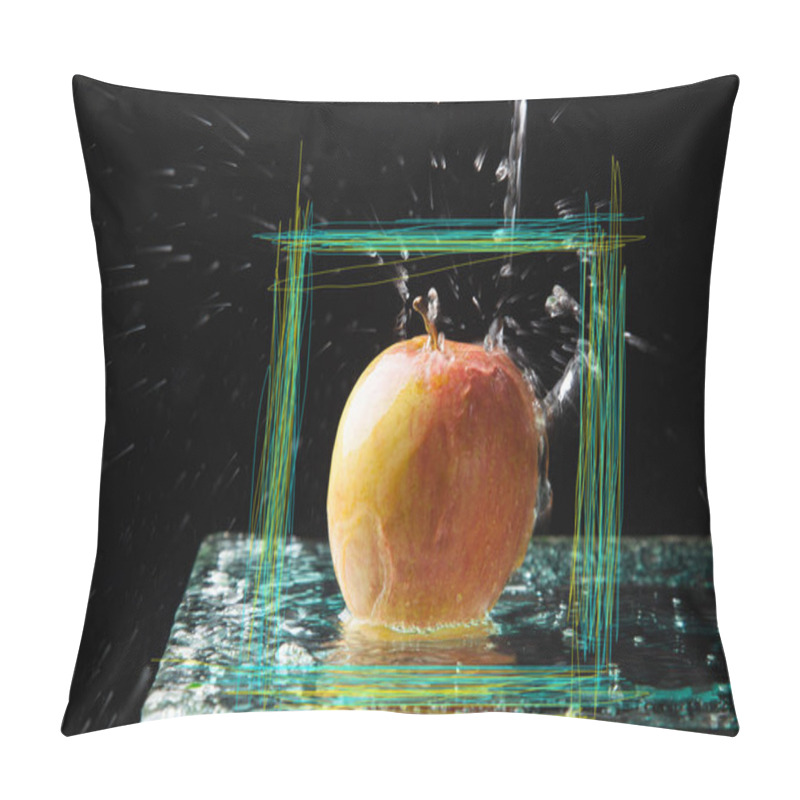 Personality  Apple, Healthy, Healthy, Sweet Fruit Ideal For Eating In The Dessert Or As Fruit Fruit For Breakfast, Under A Stream Of Water And With Many Symbols Pillow Covers