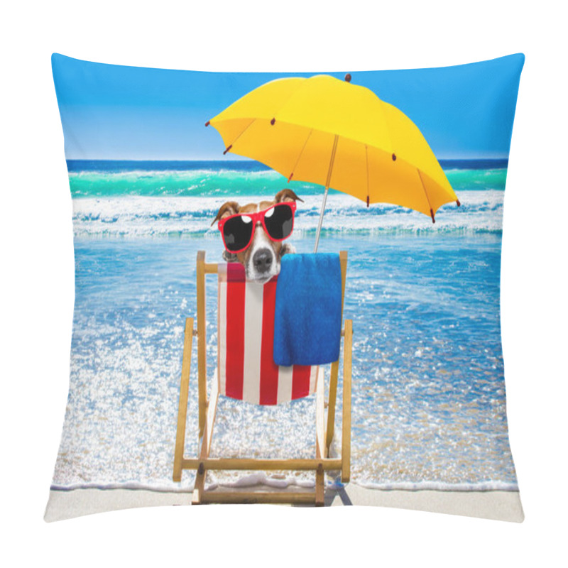 Personality  Dog Relaxing On A Beach Chair  Pillow Covers