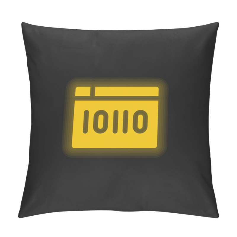 Personality  Binary Code Yellow Glowing Neon Icon Pillow Covers