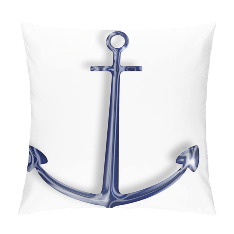 Personality  Blue Metal Anchor On White Background Pillow Covers