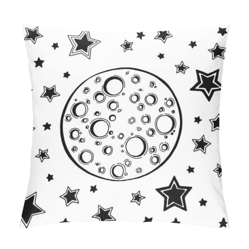 Personality  Night Sky Illustration. Moon And Stars Hand Drawn Vector Illustration.  Pillow Covers