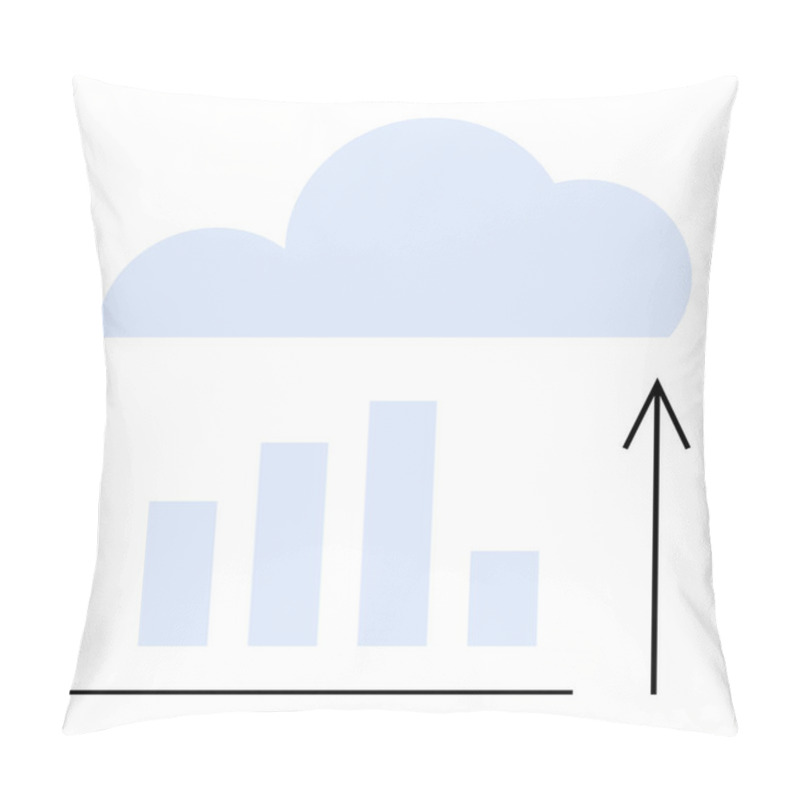 Personality  Bar Graph Ascending Into Cloud Shape, Accompanied By An Upward Arrow. Ideal For Data Analysis, Cloud Storage, Business Growth, Digital Transformation, Technology Trends, Statistics, And Progress Pillow Covers