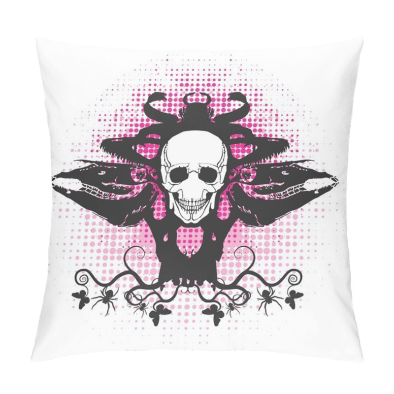 Personality  Symmetrical Composition With A Skull Pillow Covers