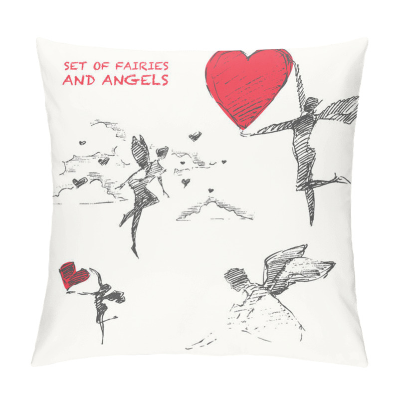 Personality  Flying Fairies And Angels With Hearts Pillow Covers