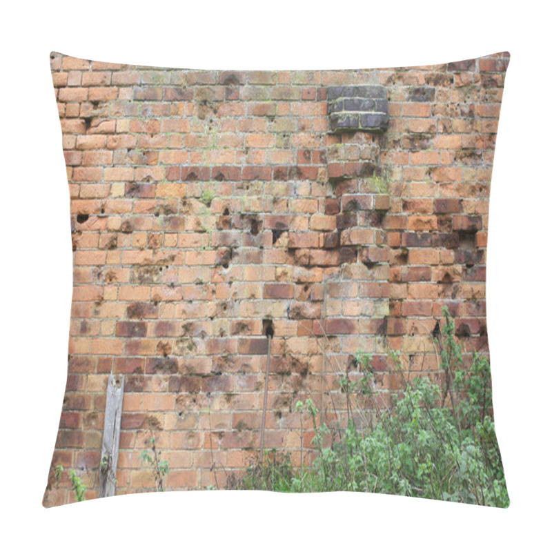 Personality  Bullet Holes In A WW2 Firing Range Brick Wall Pillow Covers