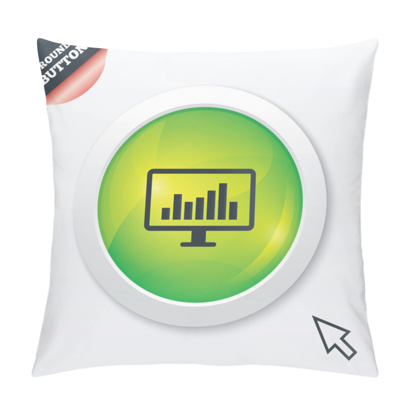 Personality  Computer Monitor Sign Icon. Market Monitoring. Pillow Covers