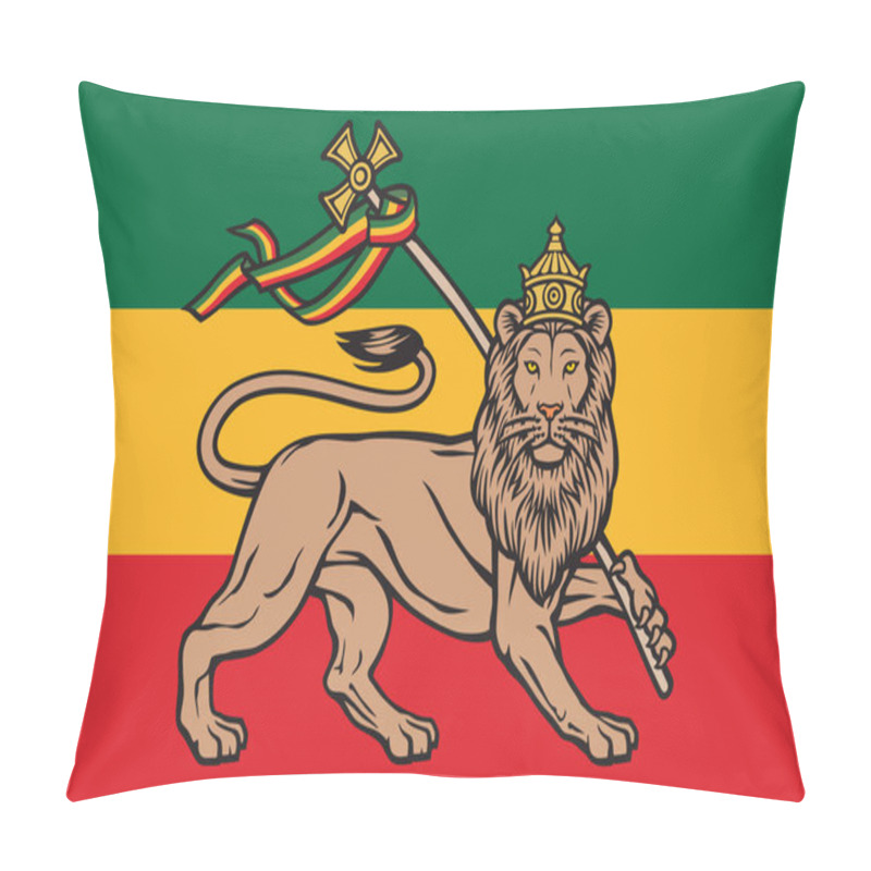 Personality  Rastafarian Flag With The Lion Of Judah (Reggae Background) Pillow Covers