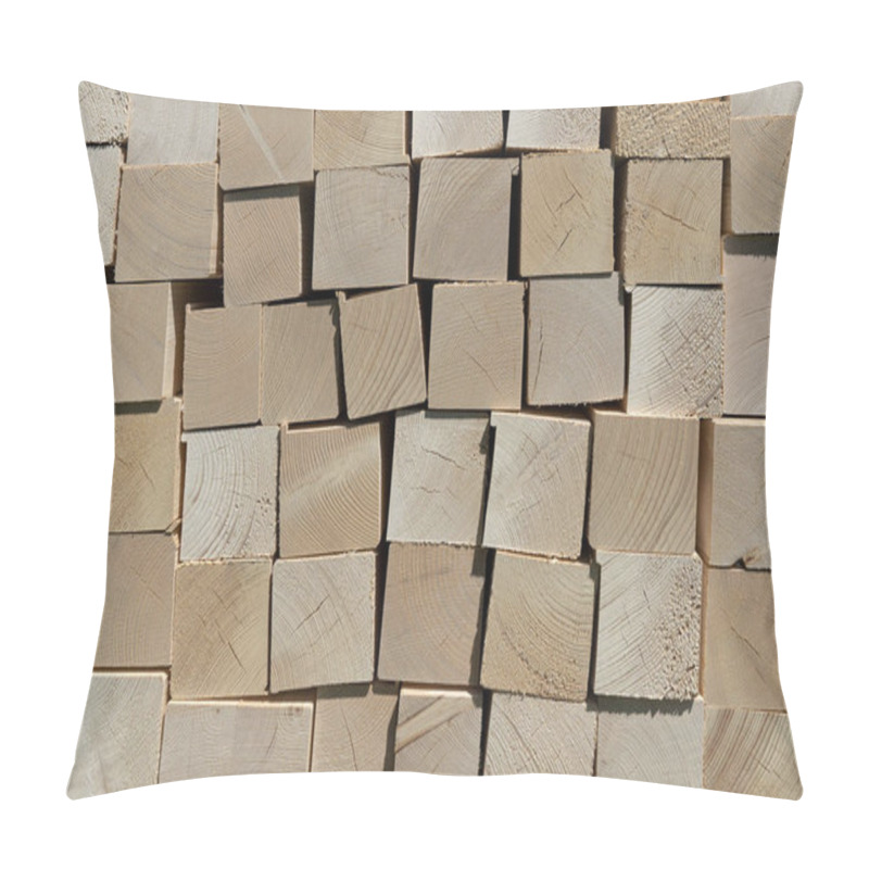 Personality  Detail Of A Stack Of New Square Squared Timbers In The Sunshine Pillow Covers