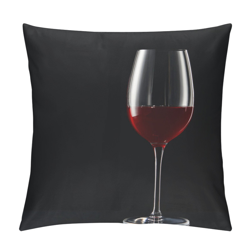 Personality  Wine Glass With Red Wine On Dark Surface Isolated On Black Pillow Covers