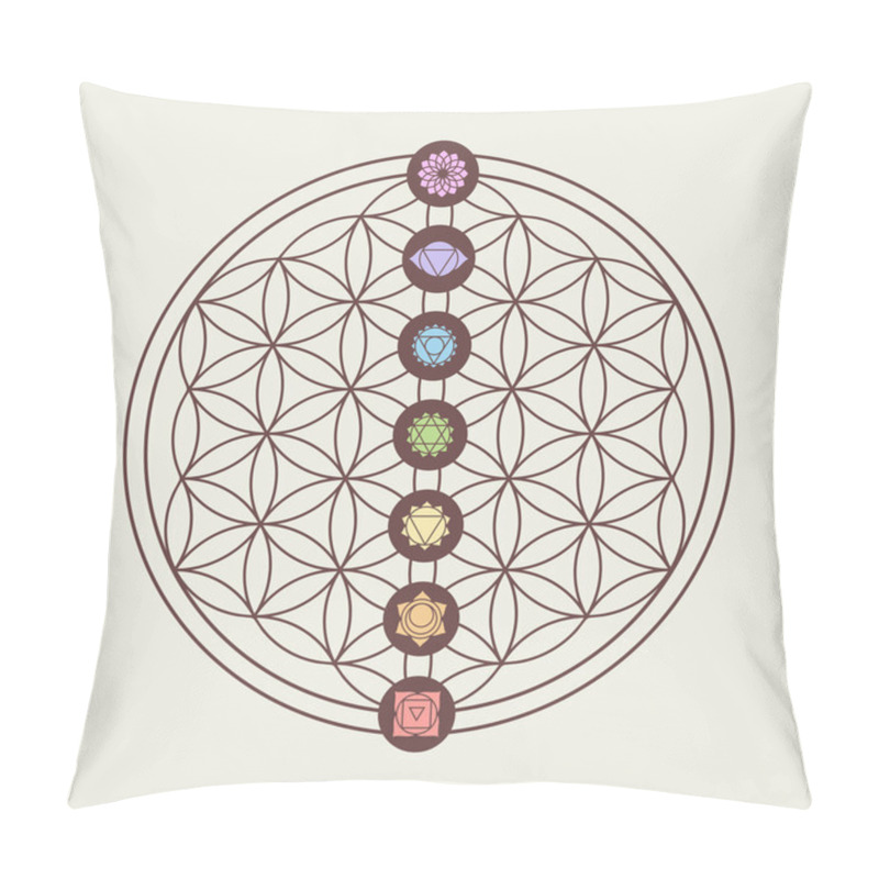 Personality  Chakra Icons On Sacred Geometry Design Pillow Covers