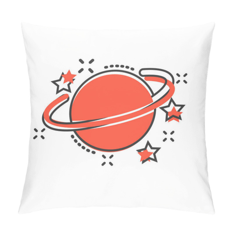 Personality  Saturn Icon In Comic Style. Planet Vector Cartoon Illustration O Pillow Covers