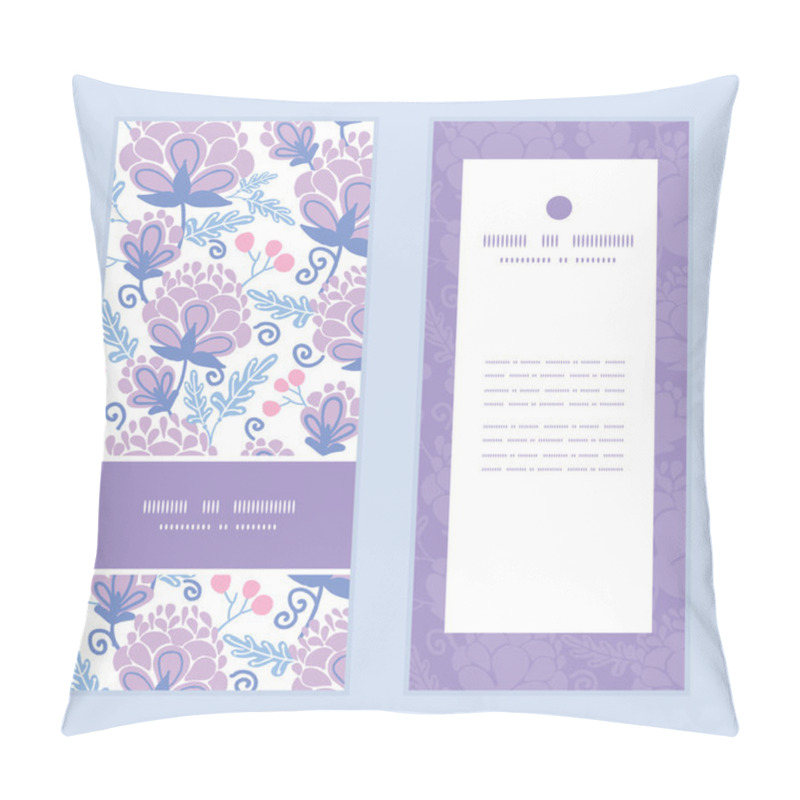 Personality  Vector Soft Purple Flowers Vertical Frame Pattern Invitation Greeting Cards Set Pillow Covers