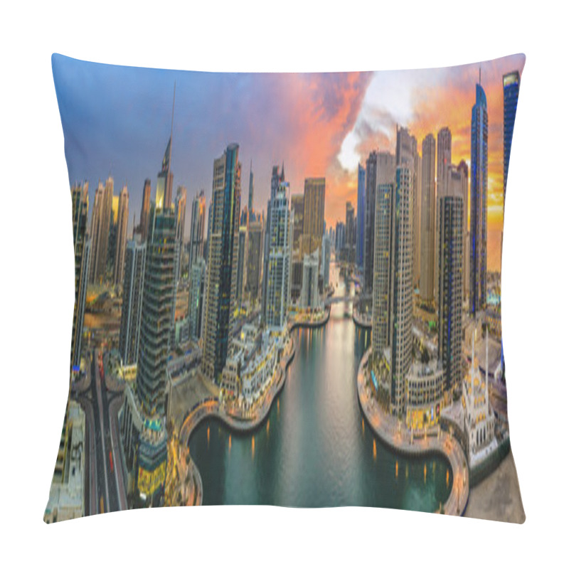 Personality  Dubai Marina At Sunset Pillow Covers