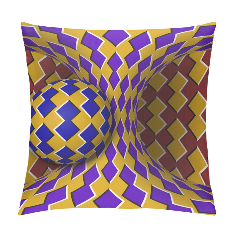 Personality  Optical Motion Illusion Illustration. A Sphere Is Rotating Around Of A Moving Hyperboloid. Abstract Fantasy In A Surreal Style. Pillow Covers