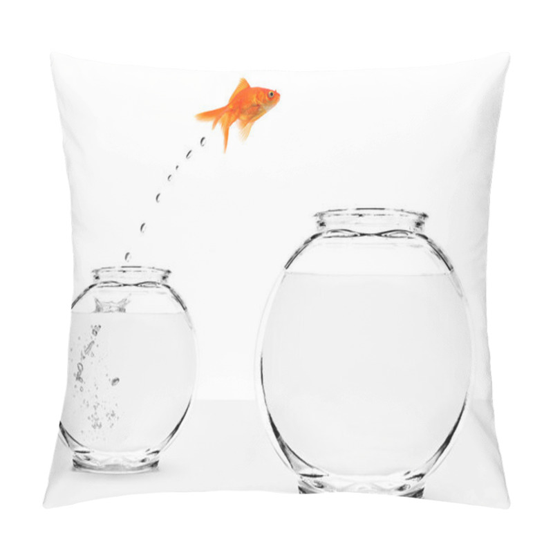 Personality  Goldfish Jumping From Small To Bigger Bowl Pillow Covers