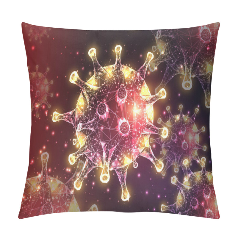 Personality  Futuristic Coronavirus 2019-nCoV, Covid-19 Web Banner Template On Red Background. Pillow Covers