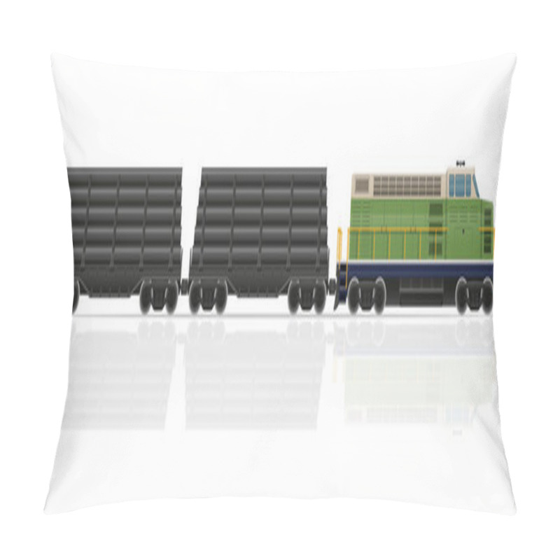 Personality  Railway Train With Locomotive And Wagons Vector Illustration Pillow Covers