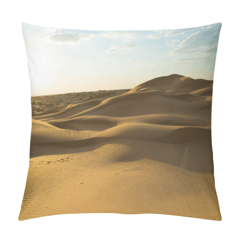 Personality  Yellow Sand On A Dune With Small Vegetation And In The Sun Pillow Covers