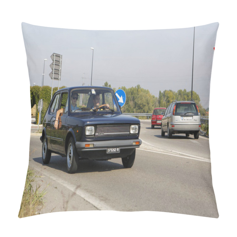 Personality  Bibbiano-Reggio Emilia Italy - 07 15 2015 : Free Rally Of Vintage Cars In The Town Square Fiat 127. High Quality Photo Pillow Covers