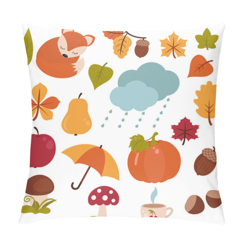 Personality  Set Of Cartoon Characters And Autumn Elements Pillow Covers