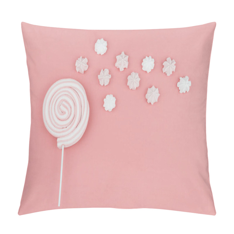 Personality  Round Marshmallow Lollipop On Stick With Meringue On Pink Pillow Covers