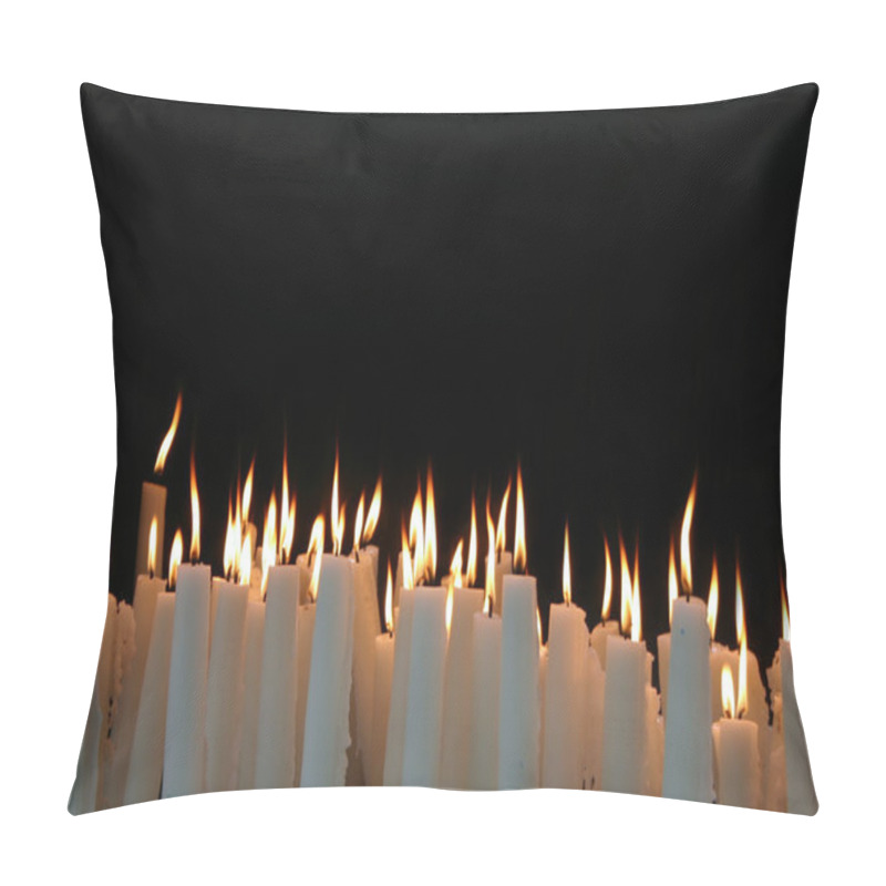 Personality  White Candle Flames With Black Background Pillow Covers