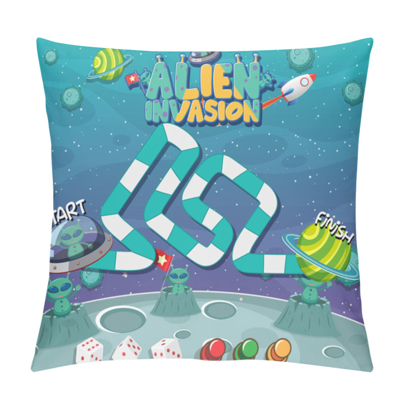 Personality  Game Template With Aliens On Planet In Background Illustration Pillow Covers