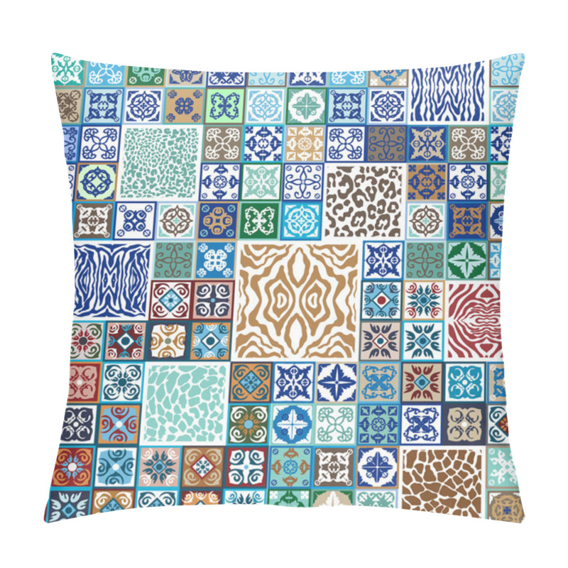 Personality  Mega Collection. Ceramic Tiles With Ethnic, Floral, Geometric Motifs And Animal Patterns. Pillow Covers