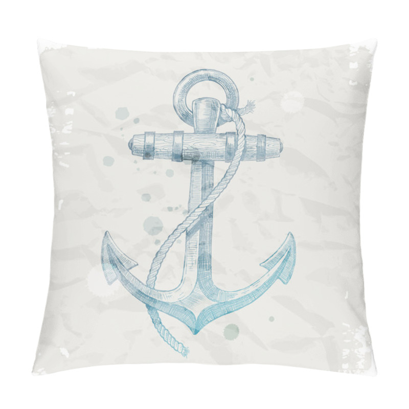 Personality  Hand Drawn Anchor On Grunge Paper Background Pillow Covers