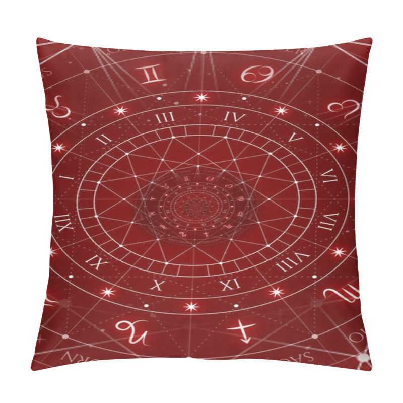 Personality  Astrology And Alchemy Sign Background Illustration - Red Pillow Covers