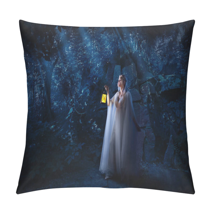 Personality  Young Elf Girl In Night Forest Pillow Covers