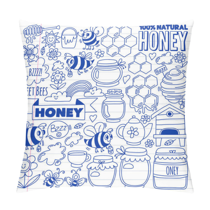 Personality  Vector Image Of Bees, Organic Farm Honey. Pattern With Summer Flowers. Healthy Food. Pillow Covers