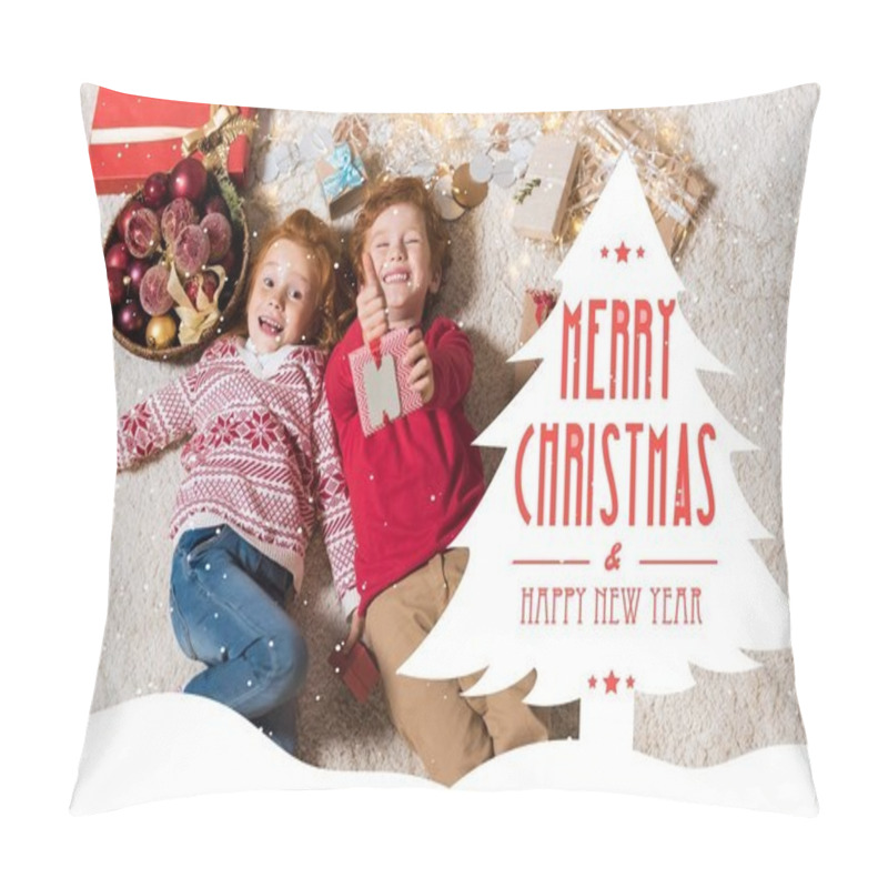 Personality  Kids Lying On Floor With Gifts Pillow Covers