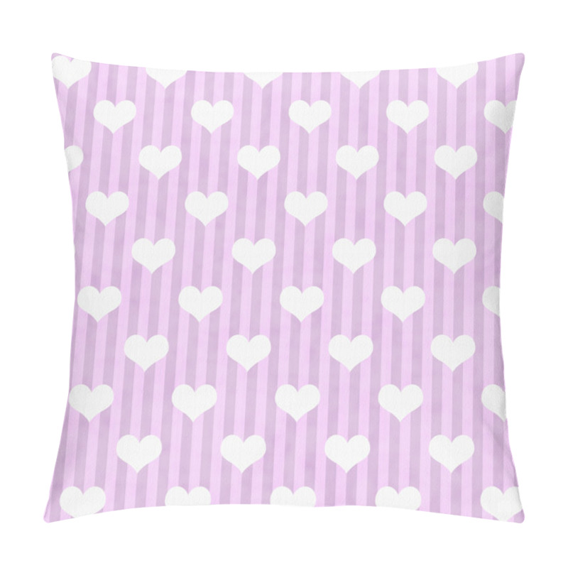 Personality  Pink And White Hearts And Stripes Fabric Background Pillow Covers