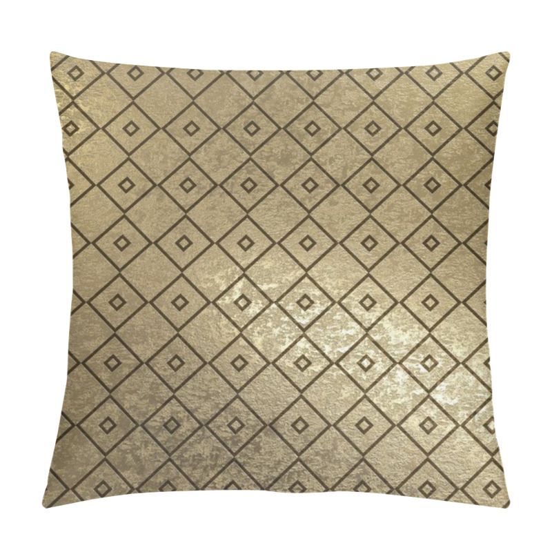 Personality  Square Pattern In Golden Yellow Metal Brass Pattern Pillow Covers